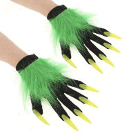 Карнавальные перчатки с когтями зеленые