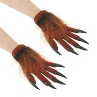 Карнавальные перчатки с когтями коричневые