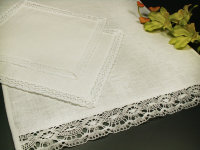 Венчальный набор льняной, белый рушник + 2 салфетки