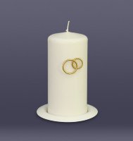 Свеча свадебная - кольца с подсвечником 9076