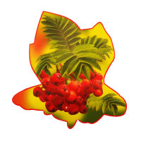 Украшения на 1 сентября, рябиновые листья и ягоды на скотче, 6БС-107