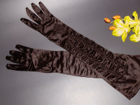 Перчатки №4 черные, блеск с драпировкой